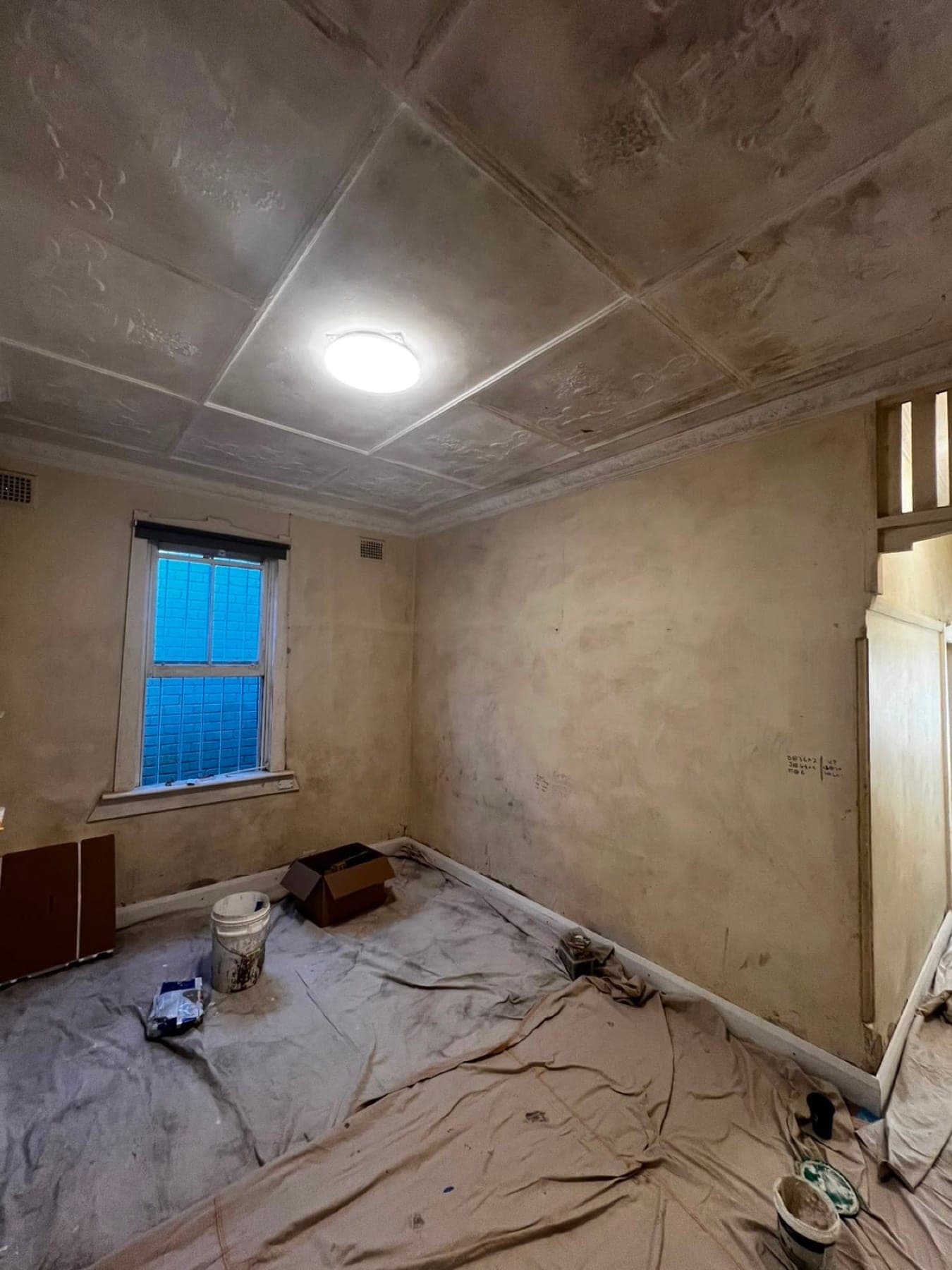 Pressed Ceiling Restoration — before